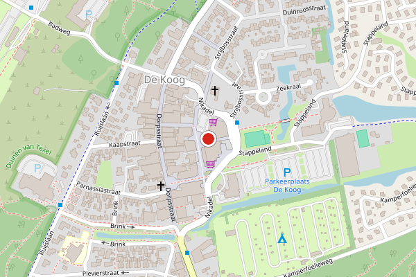 Brandweer-melding op Nikadel, De Koog op 5 juli, kaart-overzicht