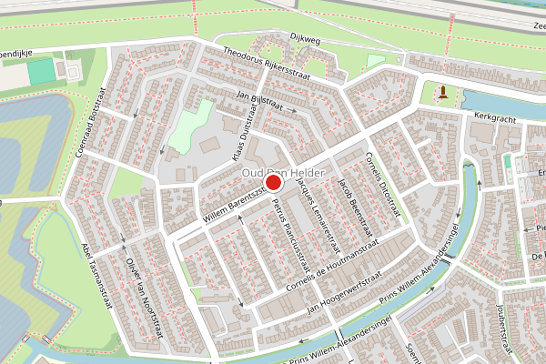Brandweer-melding op Willem Barentszstraat, Den Helder op 5 juli, kaart-overzicht
