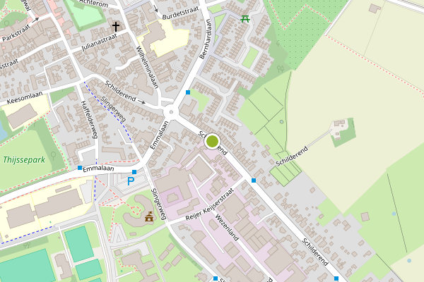 Ambulance-melding op Schilderend, Den Burg op 8 mei, kaart-overzicht