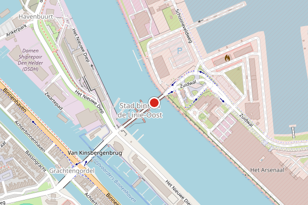 Brandweer-melding op Havenweg, Den Helder op 10 juli, kaart-overzicht