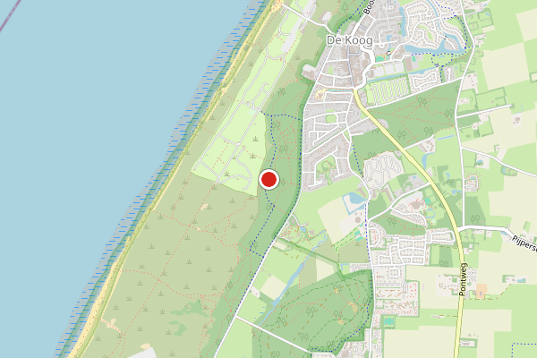 Brandweer-melding op surfschool, De Koog op 12 juli, kaart-overzicht