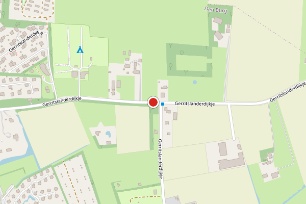 Brandweer-melding op Gerritslanderdijkje, Den Burg op 15 juli, kaart-overzicht