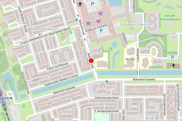 Brandweer-melding op Baljuwstraat, Den Helder op 10 mei, kaart-overzicht