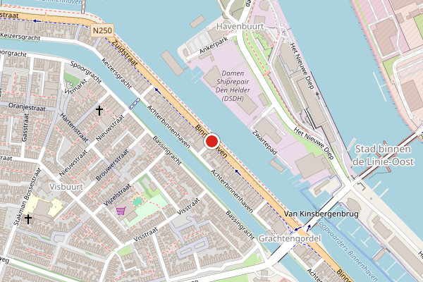 Brandweer-melding op Binnenhaven, Den Helder op 11 mei, kaart-overzicht