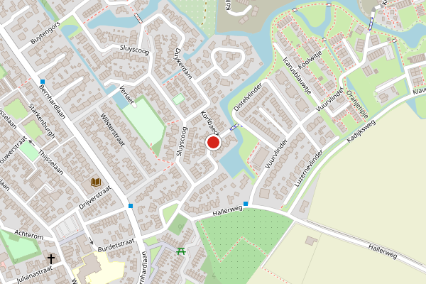 Brandweer-melding op Korfbaeck, Den Burg op 21 juli, kaart-overzicht