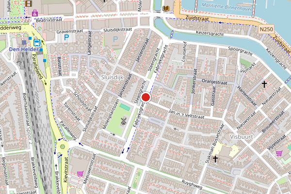 Brandweer-melding op Fabrieksgracht, Den Helder op 21 juli, kaart-overzicht