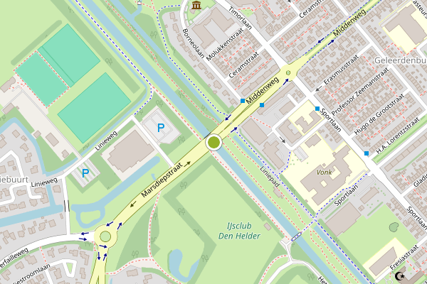 Ambulance-melding op Middenweg, Den Helder op 13 mei, kaart-overzicht
