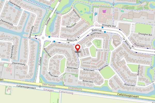Brandweer-melding op Boterzwin, Julianadorp op 25 april, kaart-overzicht