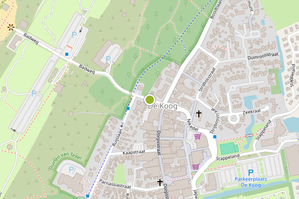 Ambulance-melding op Badweg, De Koog op 17 mei, kaart-overzicht
