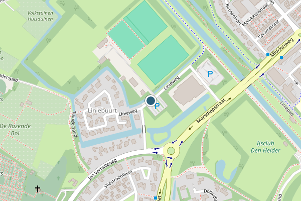 Politie-melding op Linieweg, Den Helder op 26 juli, kaart-overzicht
