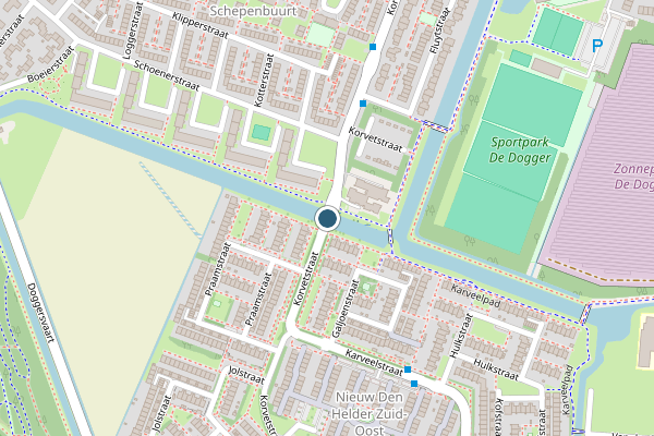 Politie-melding op Korvetstraat, Den Helder op 26 juli, kaart-overzicht