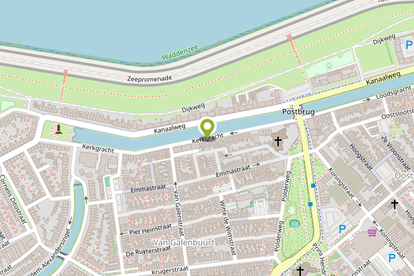 Ambulance-melding op Kerkgracht, Den Helder op 25 april, kaart-overzicht