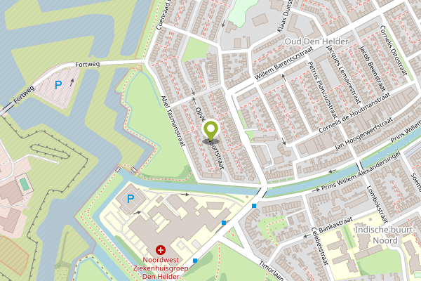 Ambulance-melding op Olivier van Noortstraat, Den Helder op 25 april, kaart-overzicht