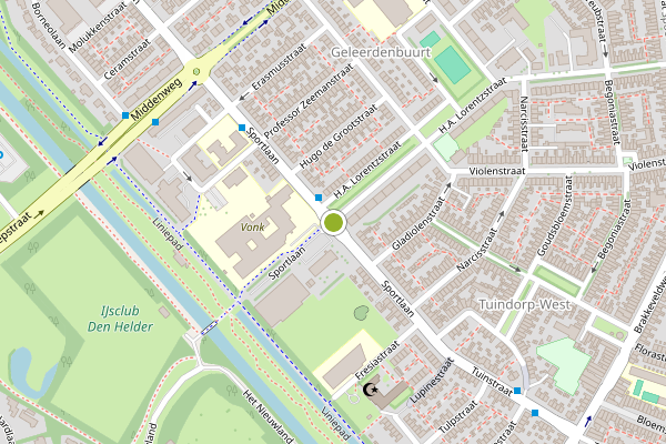 Ambulance-melding op Sportlaan, Den Helder op 18 mei, kaart-overzicht