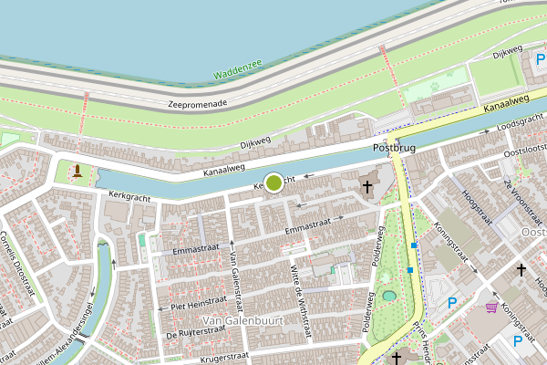Ambulance-melding op Kerkgracht, Den Helder op 24 mei, kaart-overzicht