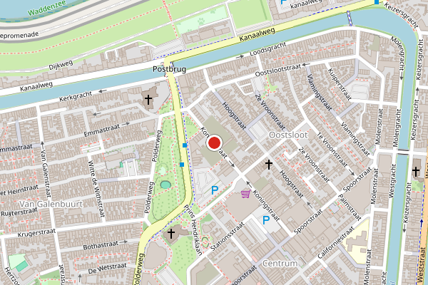 Brandweer-melding op Koningstraat, Den Helder op 22 mei, kaart-overzicht