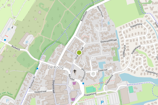 Ambulance-melding op Strijbosstraat, De Koog op 24 mei, kaart-overzicht