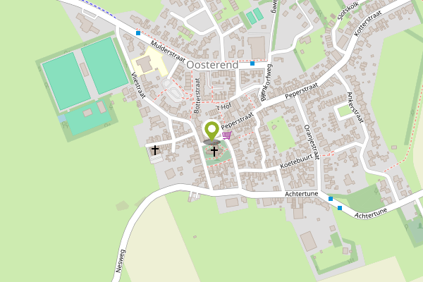 Ambulance-melding op Kerkplein, Oosterend NH op 30 april, kaart-overzicht