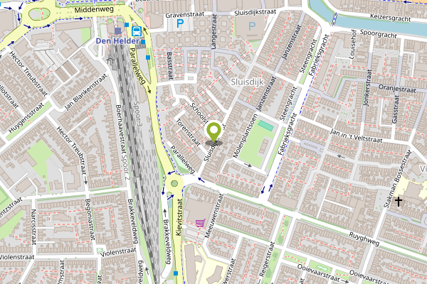 Ambulance-melding op Sluisdijkstraat, Den Helder op 29 april, kaart-overzicht