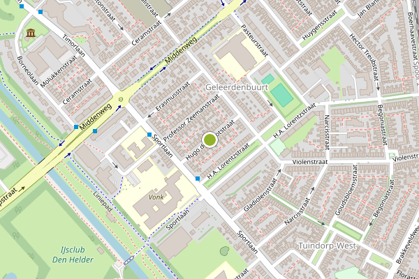 Ambulance-melding op Adriaan de Grootstraat, Den Helder op 6 juni, kaart-overzicht