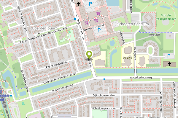 Ambulance-melding op Baljuwstraat, Den Helder op 1 mei, kaart-overzicht