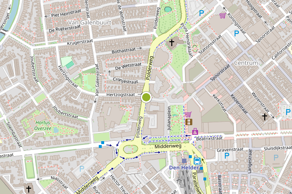 Ambulance-melding op Bernhardplein, Den Helder op 10 juni, kaart-overzicht