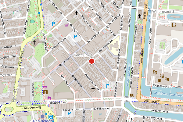 Brandweer-melding op Breewaterstraat, Den Helder op 20 juni, kaart-overzicht