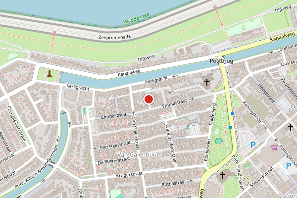 Brandweer-melding op 2e Emmadwarsstraat, Den Helder op 21 juni, kaart-overzicht