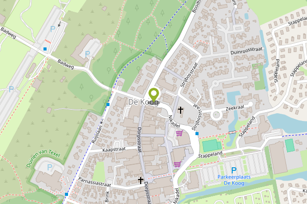 Ambulance-melding op Nikadel, De Koog op 15 april, kaart-overzicht